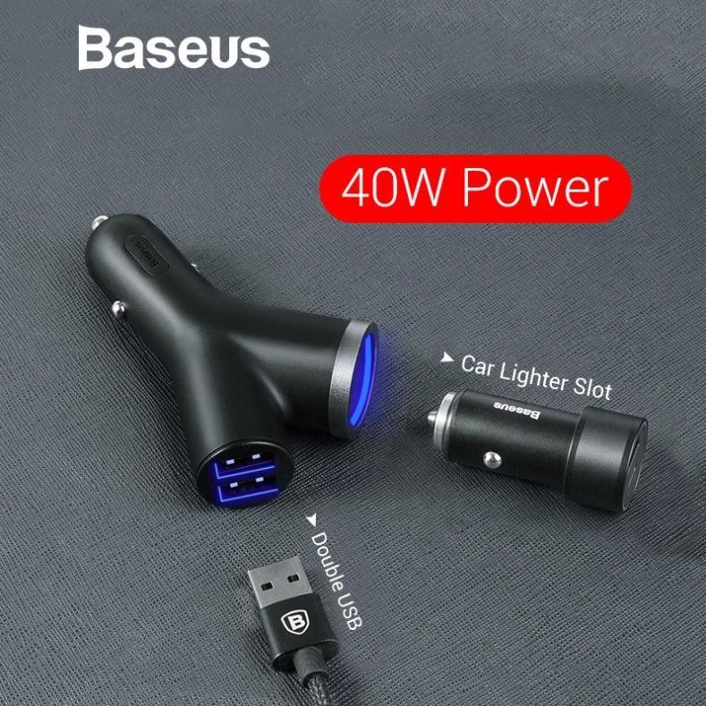 Baseus -BaseusMall VN Bộ tẩu sạc mở rộng 3 trong 1 dùng cho xe hơi Baseus Y Type Dual USB (Hàng chính hãng)