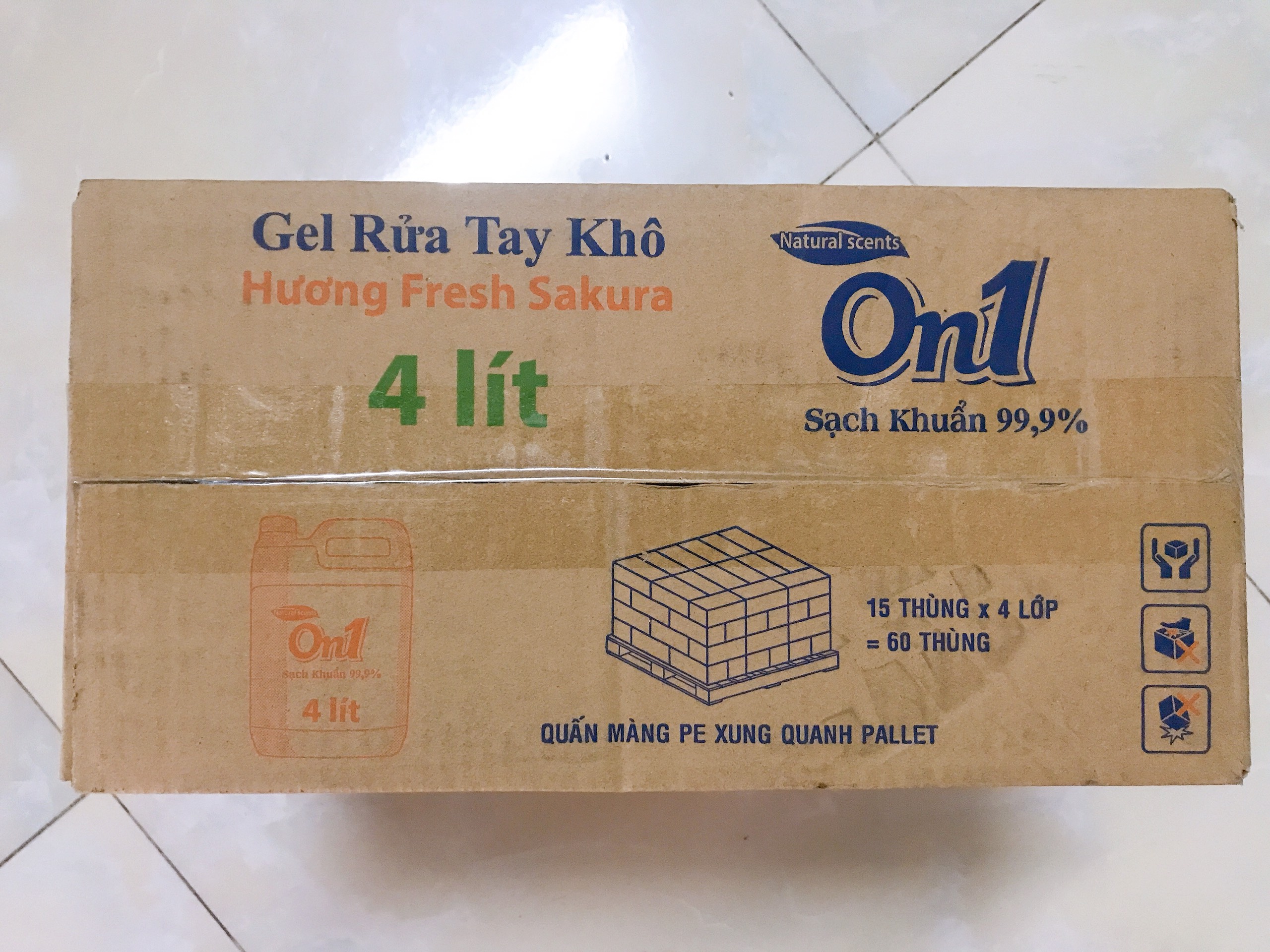 Combo 12 Lít [3 can, mỗi can 4 lít] GEL Rửa Tay Khô ON1 Hương FRESH SAKURA kèm phễu chia