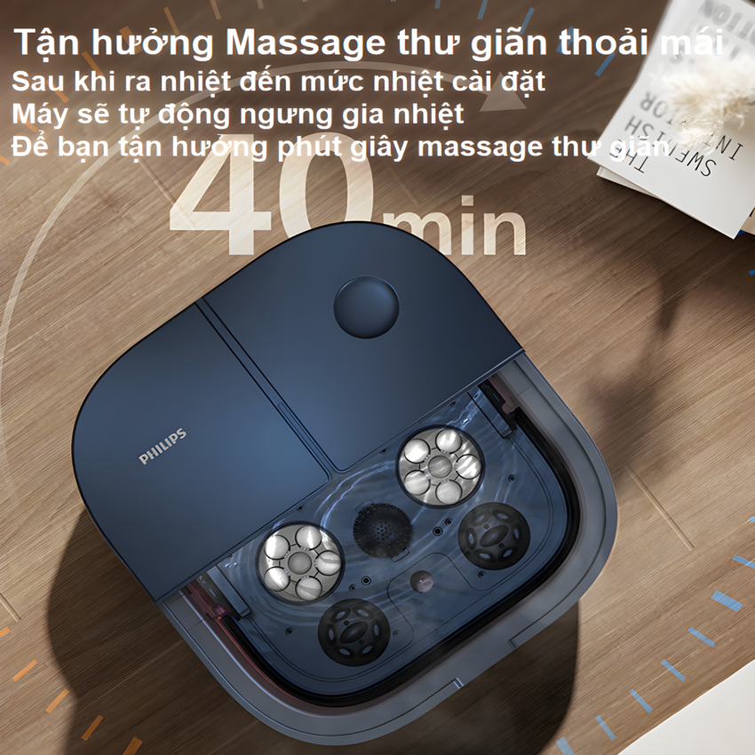 Bồn ngâm chân, kiêm máy massage chân tự động thương hiệu Hà Lan cao cấp Philips PPM5103F - Hàng nhập khẩu