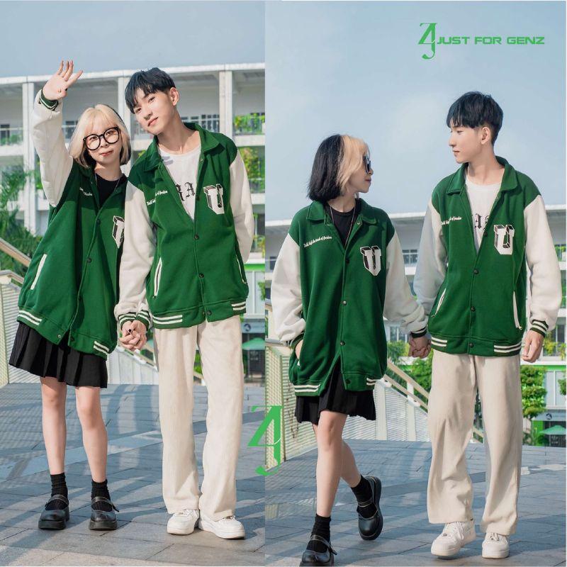 Áo khoác bomber Varrsity chất nỉ PE cao cấp unisex nam nữÁo cardigan kiểu bóng chày phong cách hàn