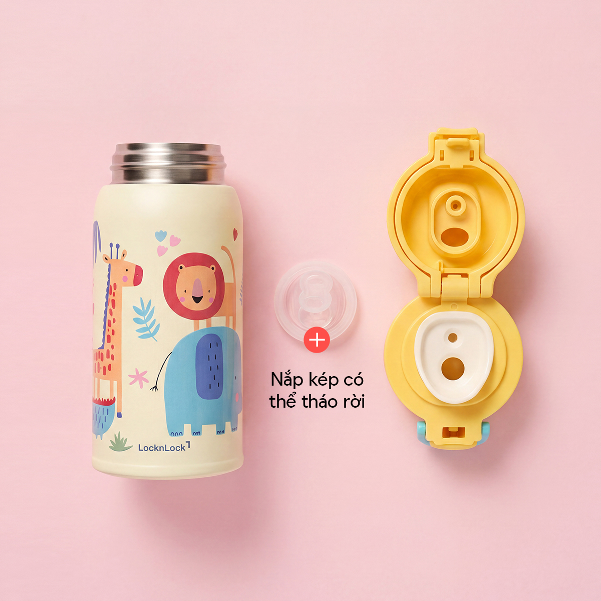 Bình giữ nhiệt LocknLock 350ml cho bé School Fit Pick Dual Cap Tumbler LHC3400 nắp uống kép - Hàng Chính Hãng - JoyMall