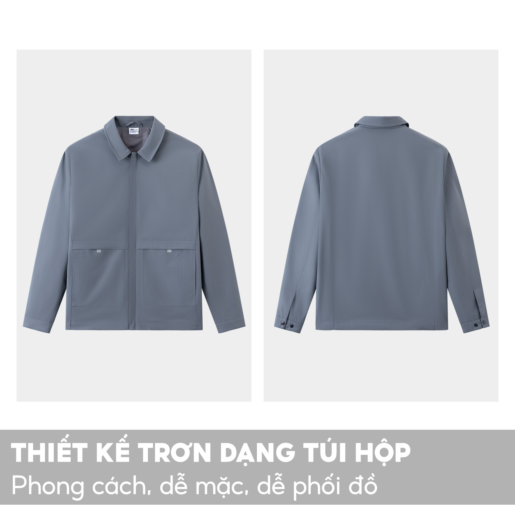 Áo Khoác Nam Jacket Cổ Bẻ 5S FASHION, Vải Gió Phom Regular Fit, Thiết Kế Trơn Túi Dáng Hộp, Khóa Kéo Tiện Lợi