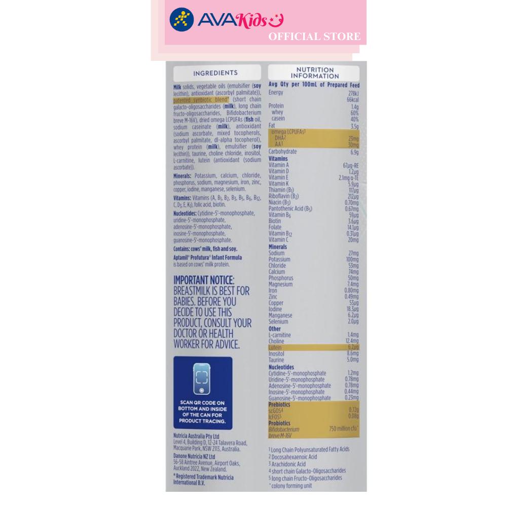 Sữa bột Aptamil Úc Profutura số 1 900g (0 - 6 tháng)