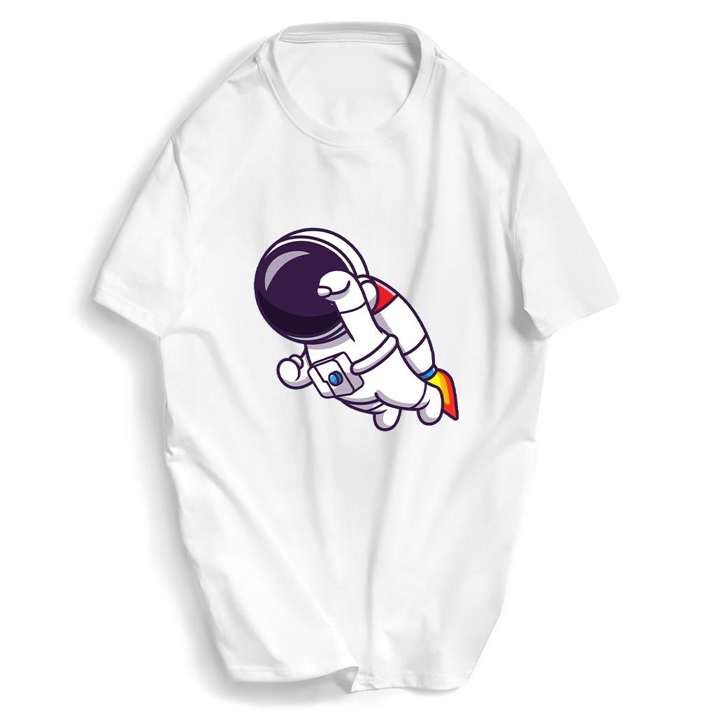 Áo thun Freeship unisex nam nữ, mẫu in Phi Hành Gia Bay Lượn, cổ tròn tay ngắn, vải cotton dày đẹp A142