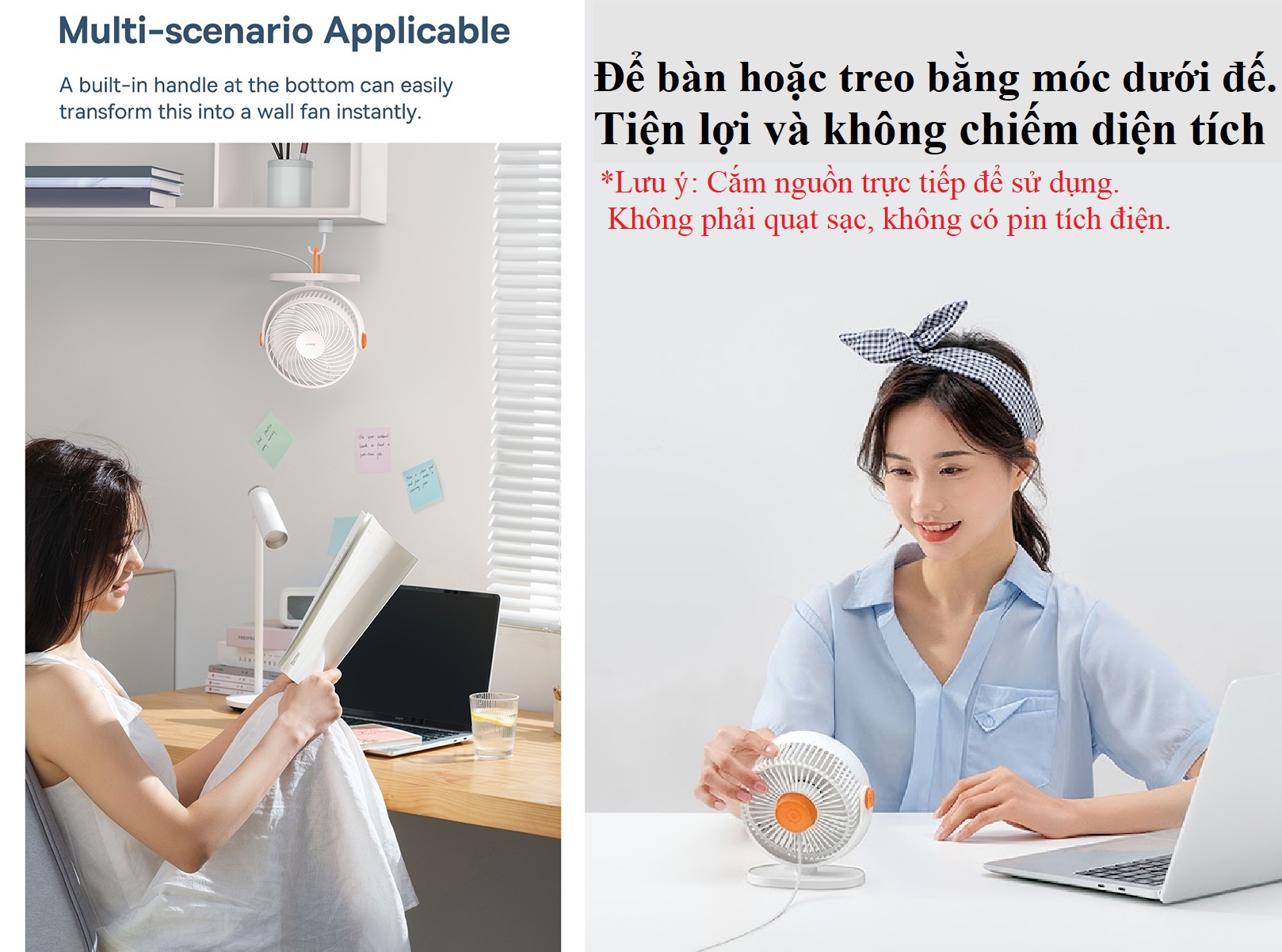 Quạt mini để bàn hoặc treo Baseus Serenity BS - HF013 _ Hàng chính hãng