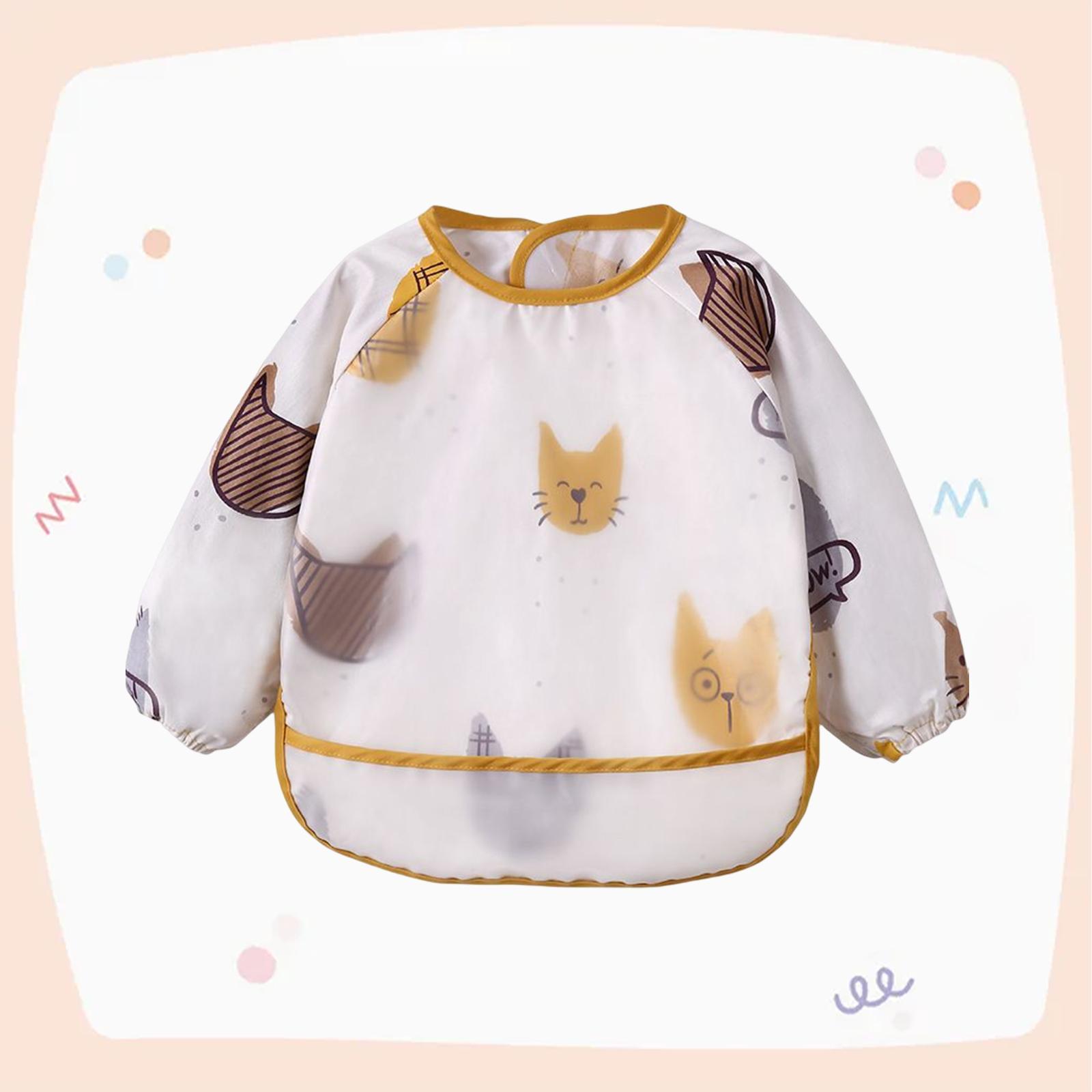 Waterproof Baby Bibs Infant Feeding Smock Sleeved Bib Comfortable Reusable Toddler for Baby Toddler Eating Feeding Weaning