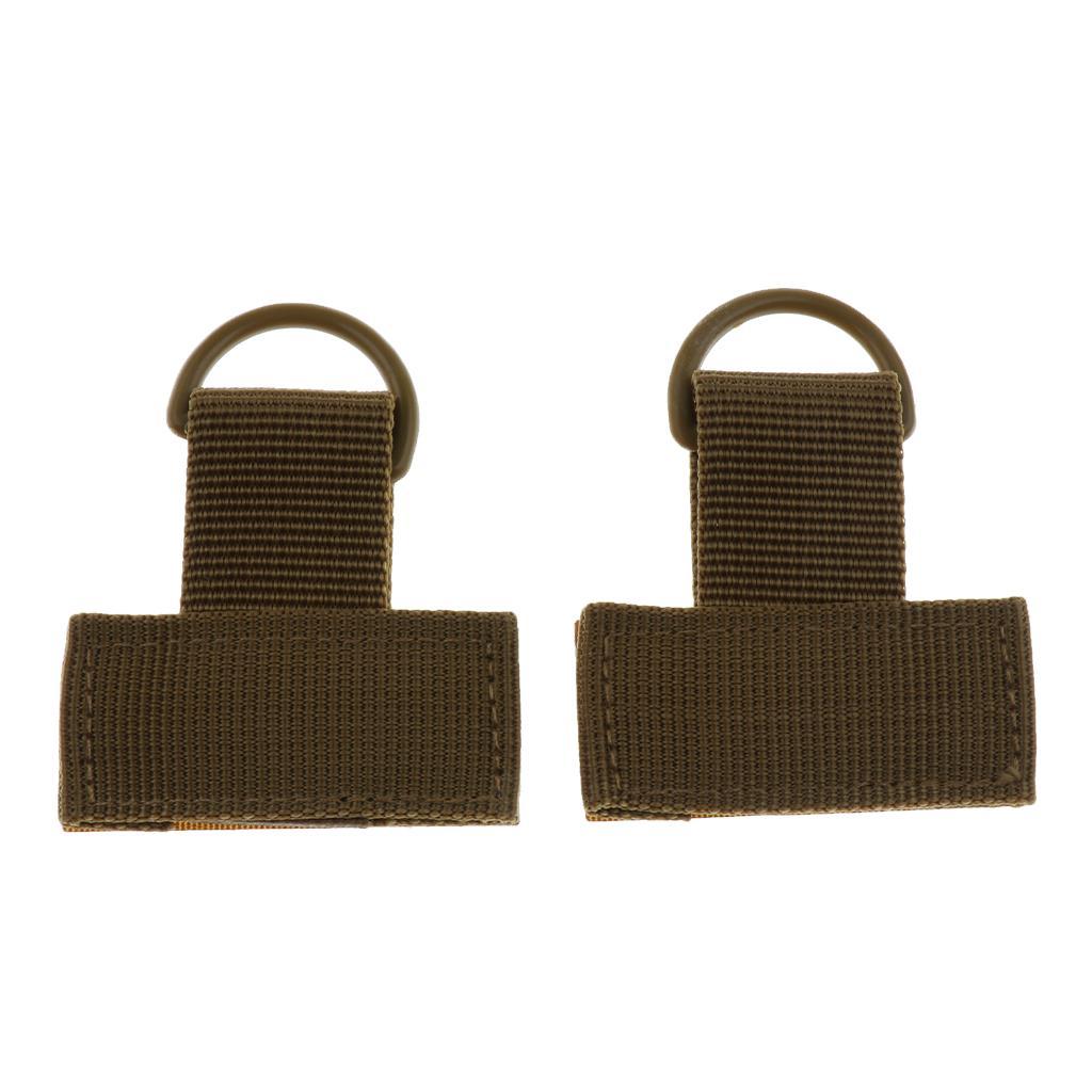 2pcs Outdoor Backpack MOLLE System Nylon Webbing T Hook & Loop D Key Ring Hanging Ring Camping Hiking Accessories