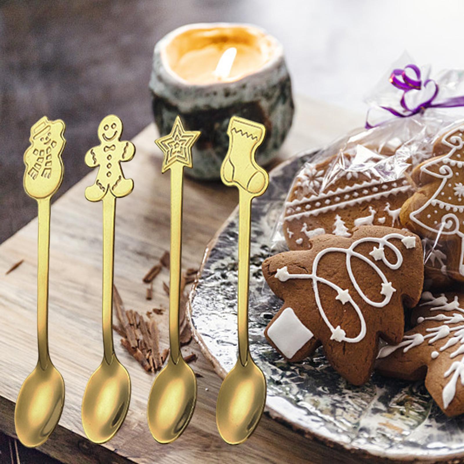 4x Mini Coffee Spoons Stainless Steel Spoon for Cafe Room Dessert