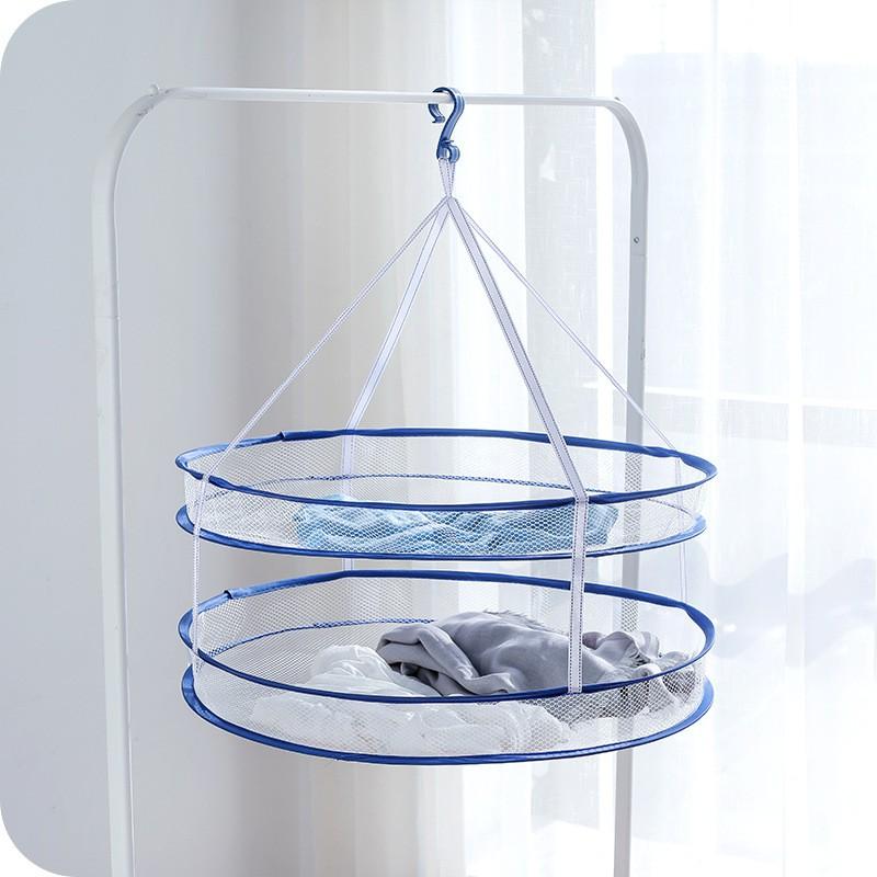 Giỏ treo phơi tất và đồ lót 2 tầng bằng vải lưới có thể gấp gọn