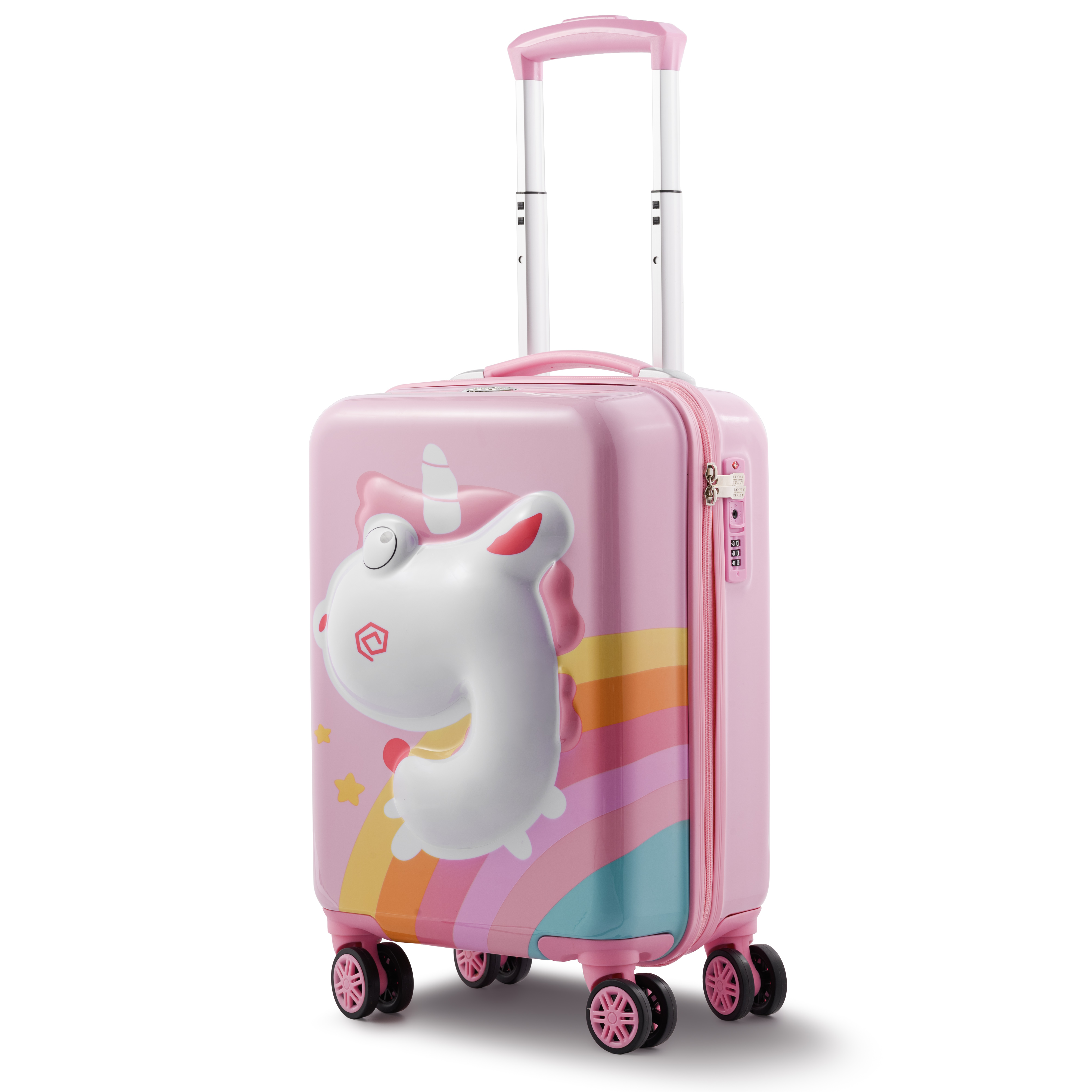 Vali Kéo Nhựa Cho Bé Gái BEDDYBEAR In Hình Dập Nổi 3D Kỳ Lân Unicorn Size Xách Tay 17 inch BJX-LV-001-KYLAN - Hành Chính Hãng