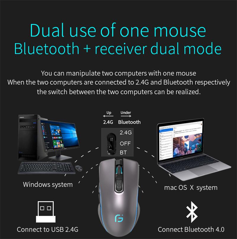 Sạc Máy Tính X9 Hai Chế Độ Bluetooth 4.0 + 2.4Ghz Không Dây Mause Quang Học 2400DPI Chơi Game Cho Máy Tính Laptop