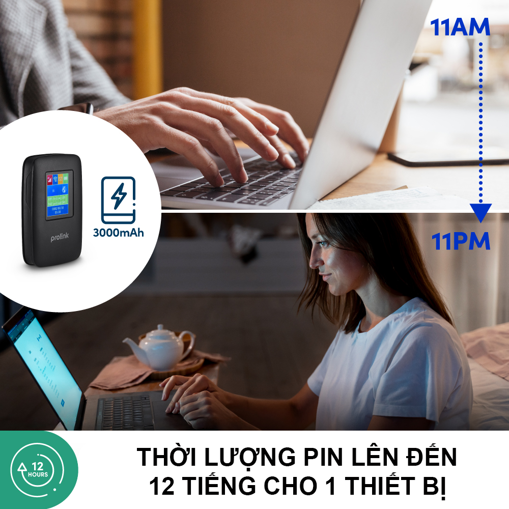 Bộ phát Wifi di động PROLiNK DL7202 dùng SIM 4G LTE 150Mbps, pin 3000mAH lên tới 12h, TFT 1.44&quot;, hỗ trợ 185 quốc gia - Hàng chính hãng