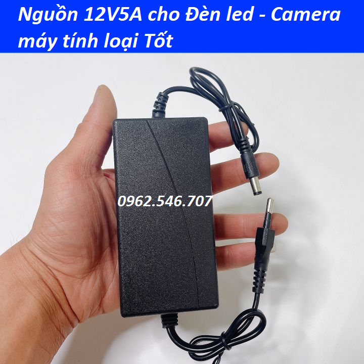 Nguồn Adapter 12V 5A Jack DC 5.5x2.5mm hàng chất lượng tốt