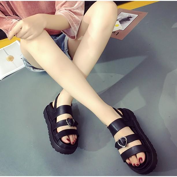 Sandal nữ đế độn cực dễ thương màu đen - SD3