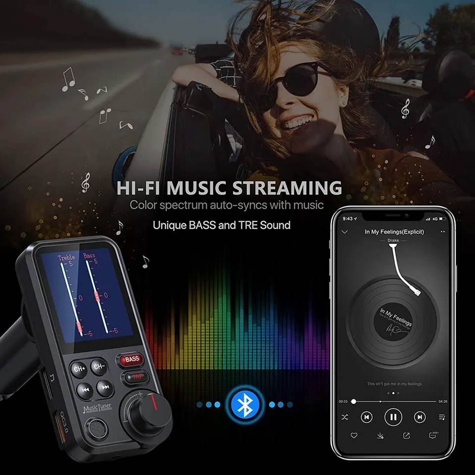 Tẩu Sạc Nhanh QC3.0 Trên Ô tô BT93 Tích hợp Nghe Nhạc MP3, Đài FM, Bluetooth 5.0, USB, Chế Độ EQ - Home and Garden