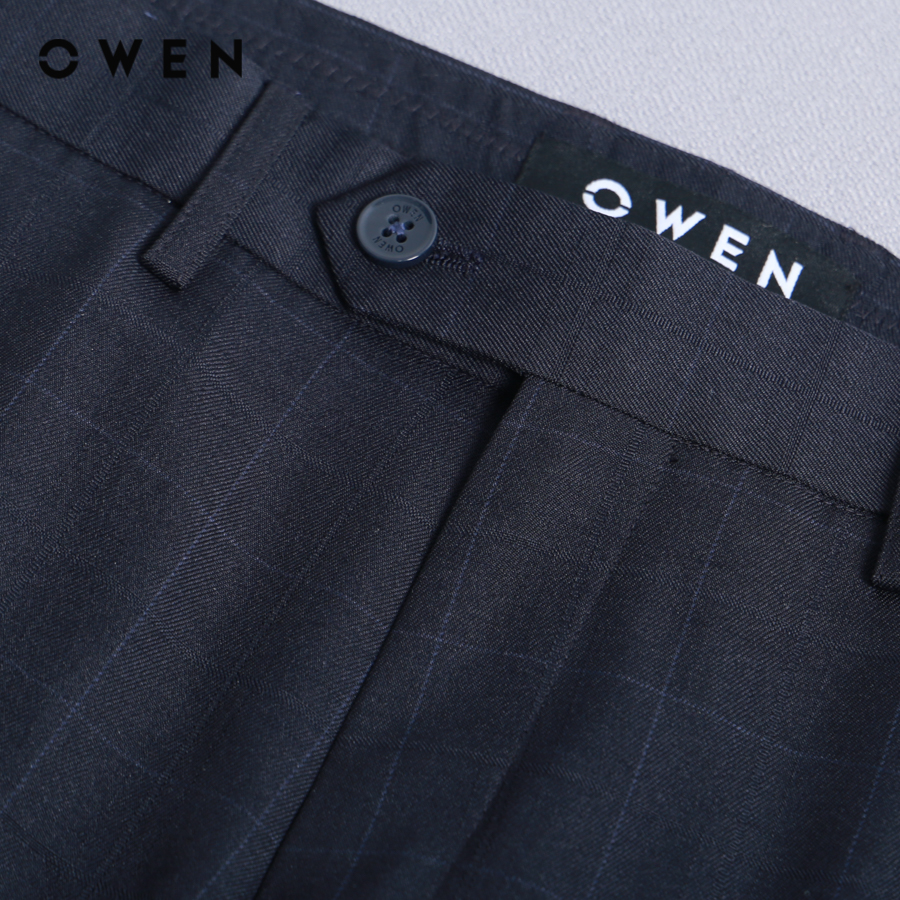 OWEN - Quần tây nam màu Đen chất liệu Nano form Trendy Kẻ nhuyễn/kẻ nhỏ/dobby/kẻ chìm Nano QD220687