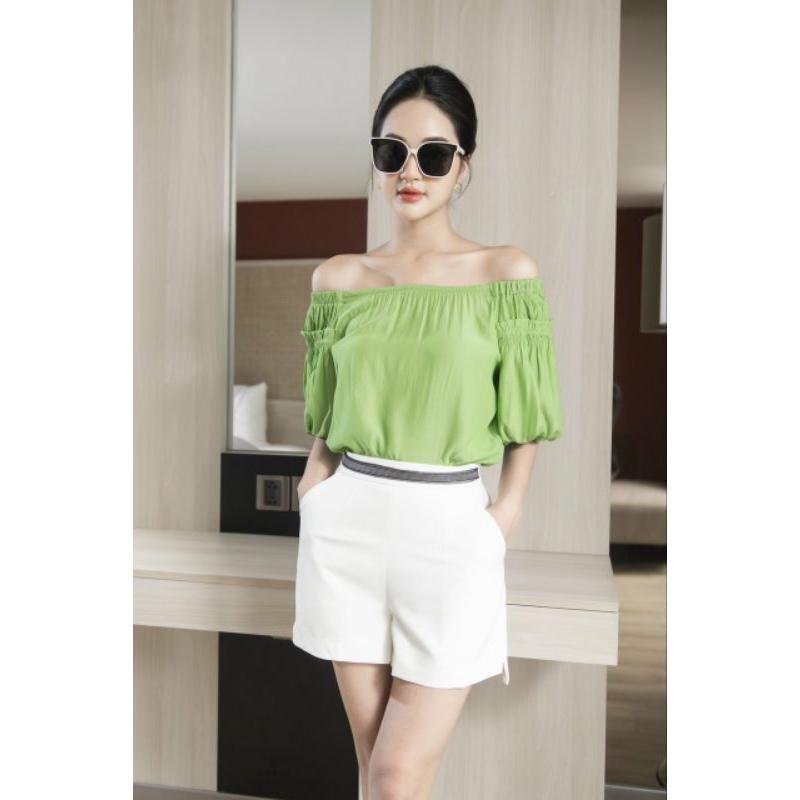Áo sơmi trễ vai công sở_sơmi trễ vai mặc được 2 kiểu