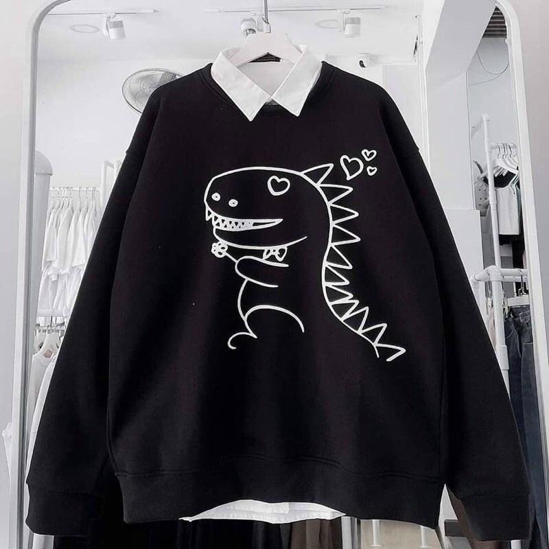 Áo khoác sweater nỉ ngoại in khủng long unisex ulzzang nam nữ AN431