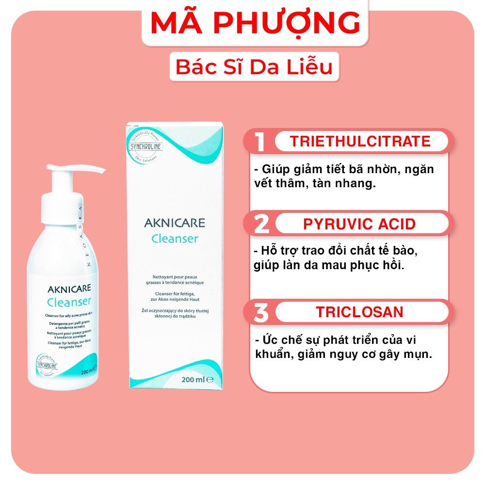 Sữa rửa mặt Aknicare cho da dầu mụn, kiềm dầu, giảm viêm 200ml