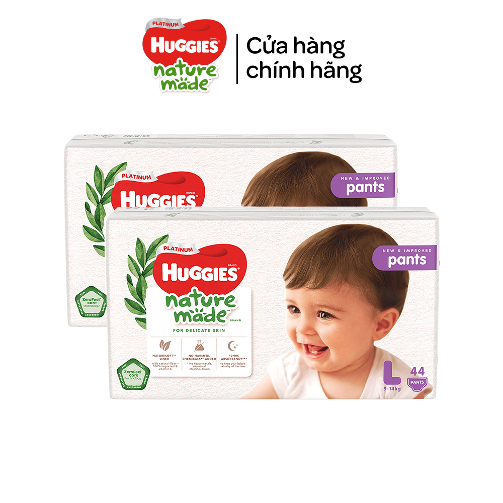 Combo 2 Tã/Bỉm quần Huggies Platinum NatureMade M58/L44/XL38/XXL26