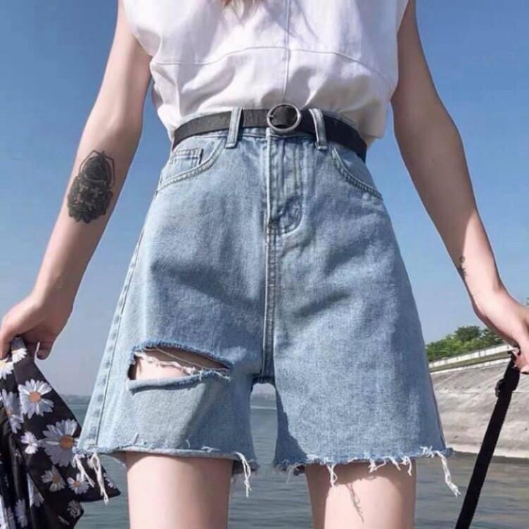 Quần Bò Lưng Cao / Quần Bò Lửng Size Đại - Quần Jeans Ngố Big Size Siêu To Không Giãn Rách To L Ngược