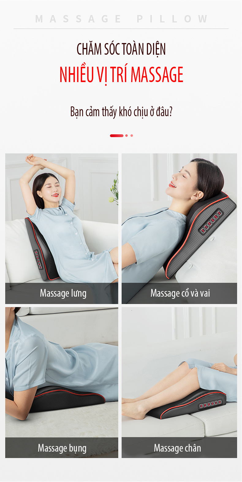 Gối/đệm massage đa năng kéo dài hỗ trợ chữa trị, làm giảm đau thắt lưng, đau cột sống cổ