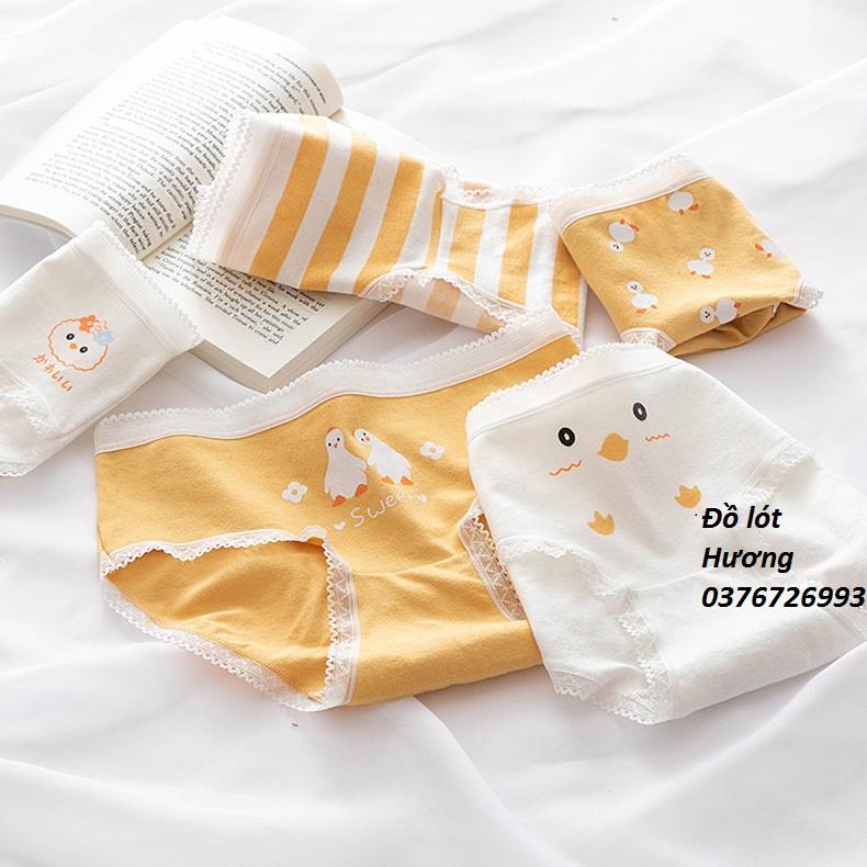Quần Lót Nữ Cotton Kháng Khuẩn Hình Ngỗng Con Viền Ren Ngang Eo . Hàng Loại Đẹp.