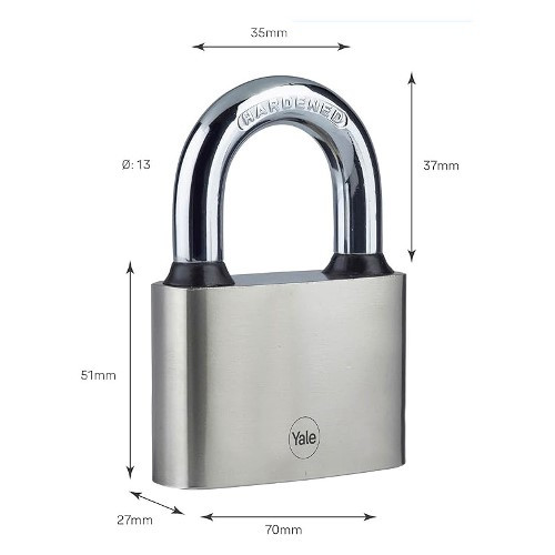 Ổ khóa treo cỡ to Yale Y112/70/137/1 size 70, giữ chìa. Loại khóa bấm chống cắt, chống trộm dùng được ngoài trời