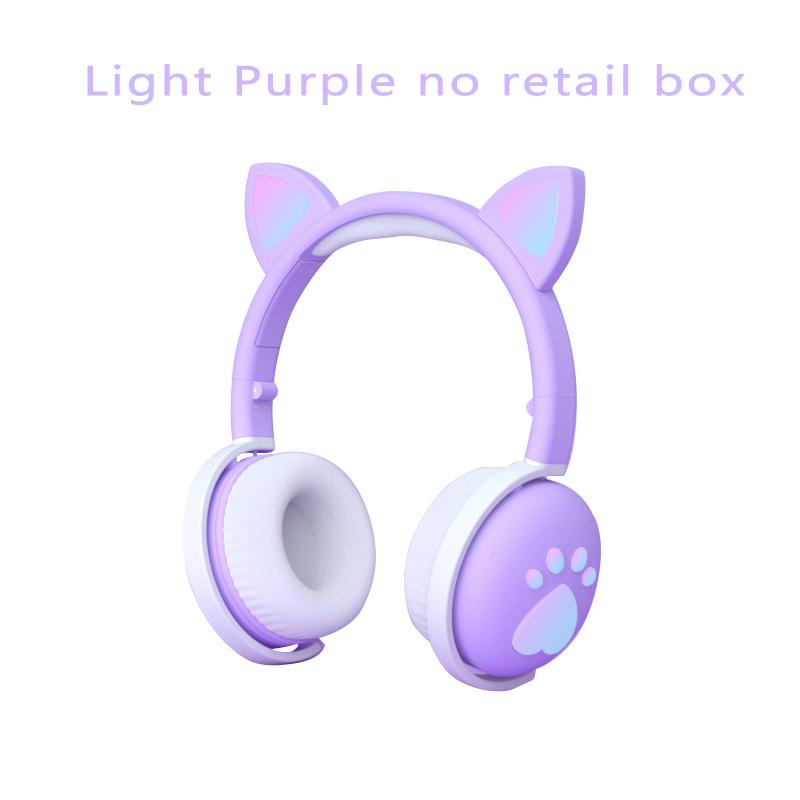 Trẻ Em Bluetooth Tai Nghe Kawaii Tai Nghe Tai Mèo LED Sáng Đèn Không Dây Có Thể Gấp Gọn Tai Nghe Jack Cắm 3.5MM Bluetooth 5.0 Cho Sinh Nhật quà Tặng