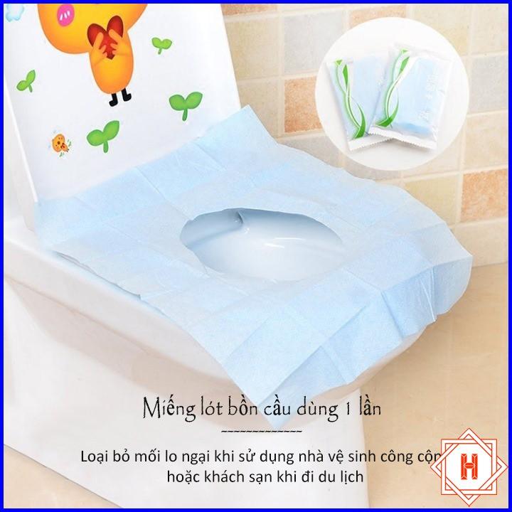 Combo 4 Miếng Lót Bồn Cầu Dùng 1 Lần Tránh Tiếp Xúc Trực Tiếp Với Bồn Cầu { H }