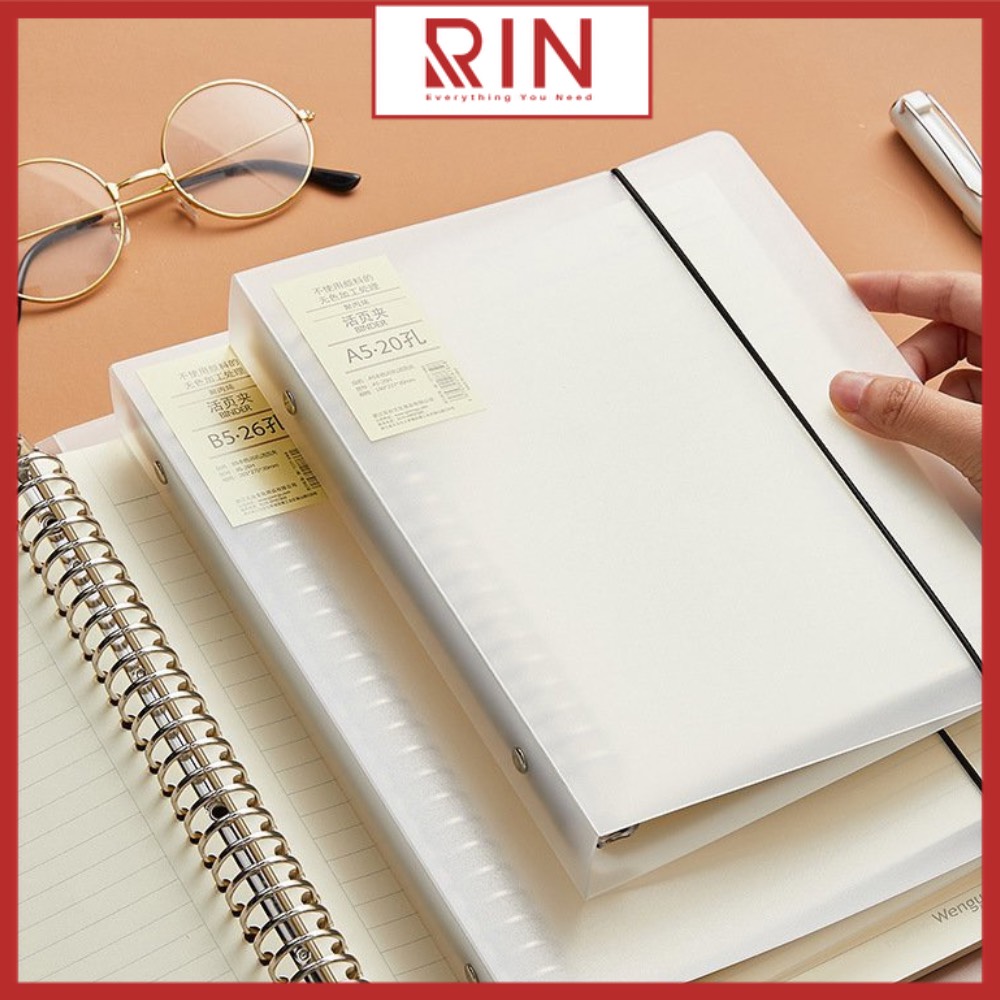Bìa sổ tay bìa nhựa / Bìa gáy còng có thể thay lõi, ruột sổ nhiều size A5-B5-A4