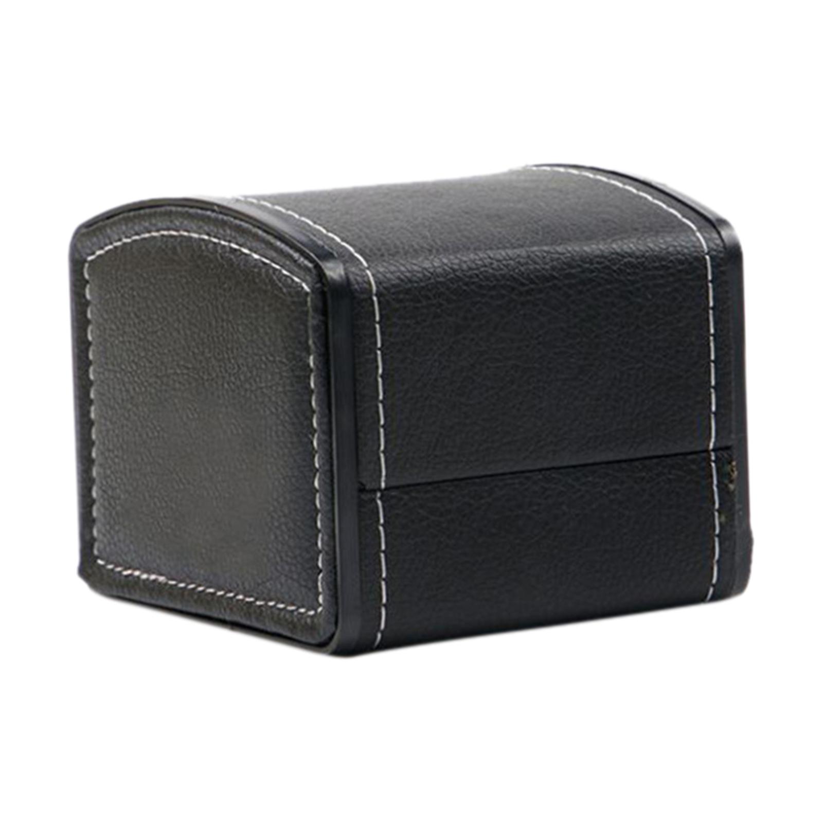 Classic Style Single Grid PU Leather Watch Case Display Holder Organizer Jewelry Box, 9x10x8cm