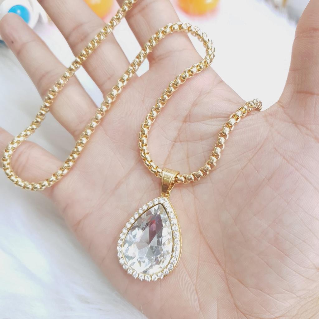 Dây Chuyền Ống Vuông Tượng Ngọc Lớn Titanium Cao Cấp-Dùng lâu dài tắm rửa thoải mái không đen