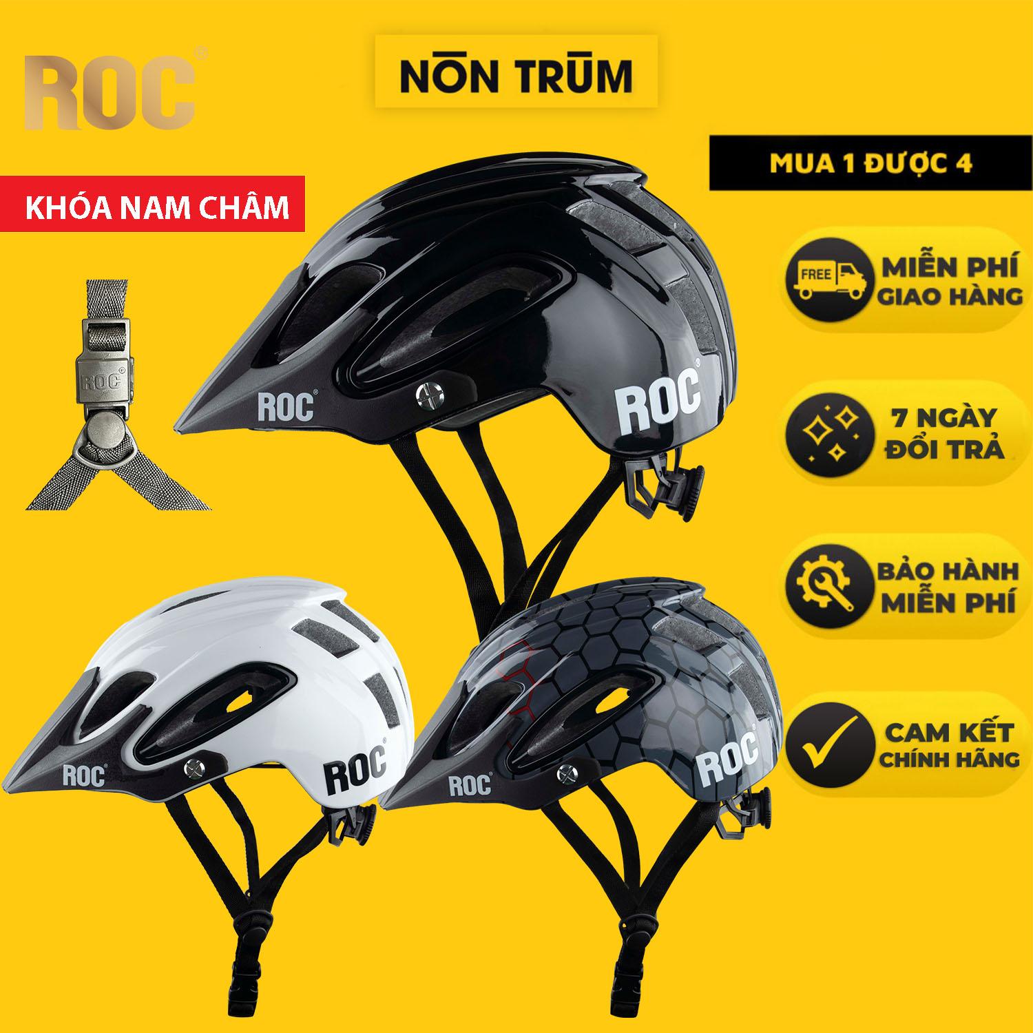 Mũ bảo hiểm xe đạp thể thao siêu nhẹ ROC R15 khóa nam châm - Tặng kèm lót dự phòng cao cấp