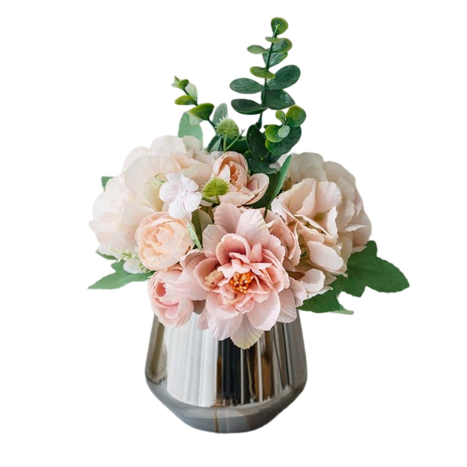 Mini Artificial Flowers Hydrangea Bonsai with Vase for Festival Garden Decor