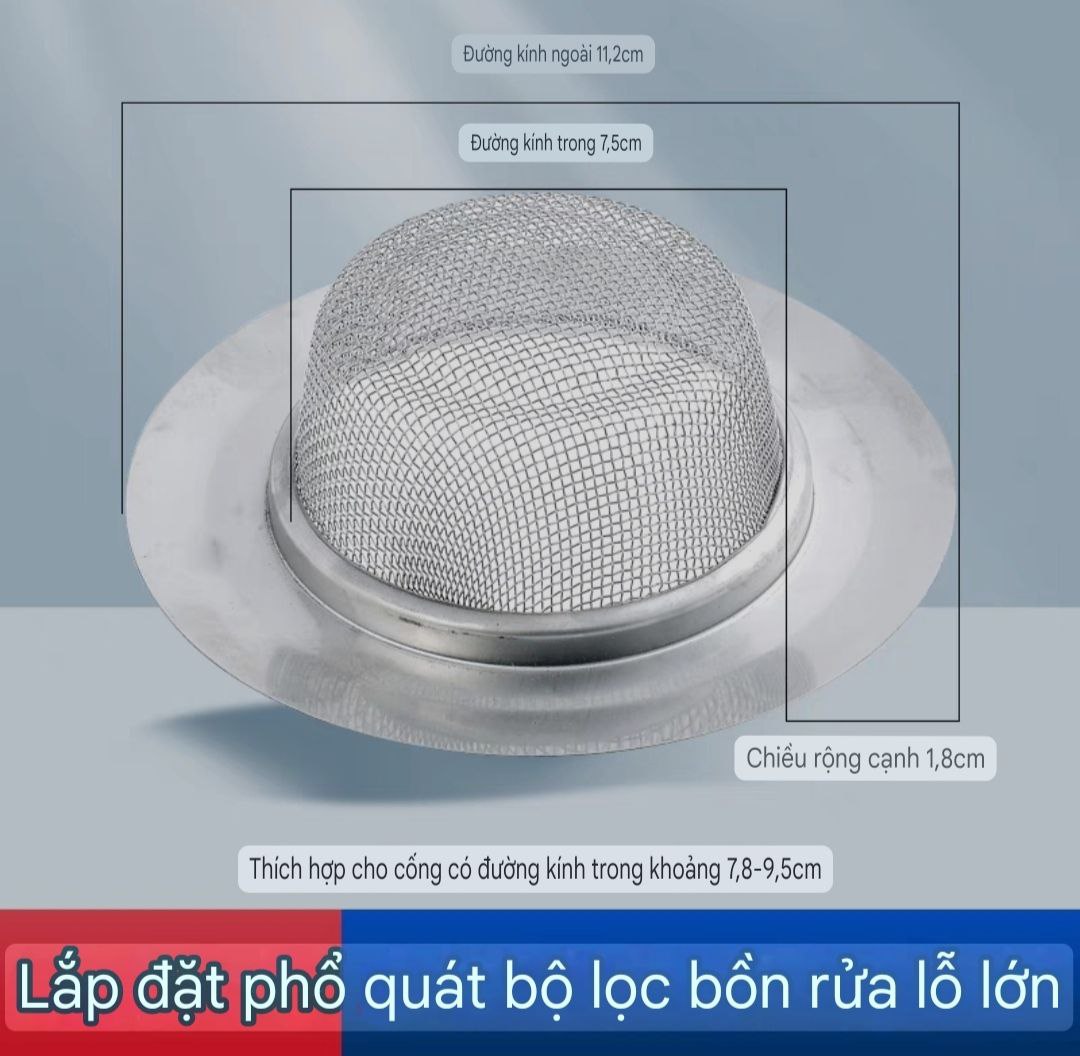 Dụng cụ lọc rác bằng inox tránh tắc nghẽn bồn rửa bát bền đẹp