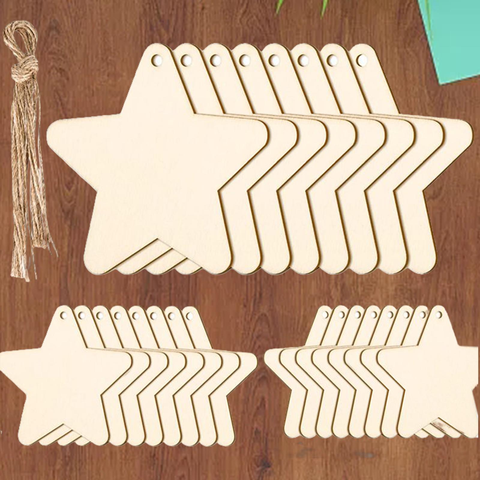 25x Unfinished Wood Slices Wooden Craft Shapes with Ropes for Crafts Holiday