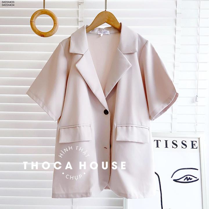 Áo blazer khoác vest tay ngắn túi nấp trơn nhiều màu THOCA HOUSE may thiết kế, chuẩn form phù hợp mọi lứa tuổi