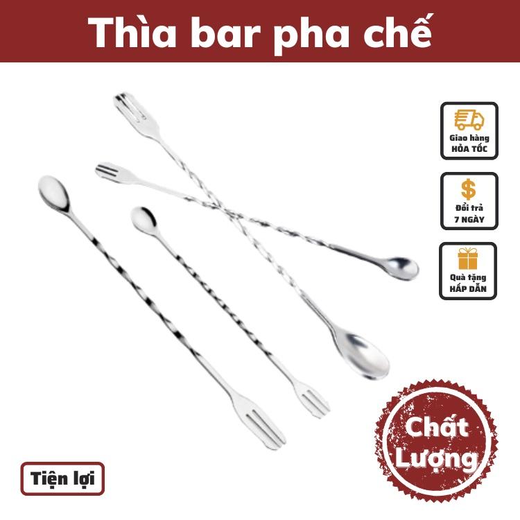 Thìa Bar pha chế 32cm cao cấp thìa inox khuấy hai đầu siêu bền cho quầy Bar dụng cụ pha chế chuyên dụng 26-32cm