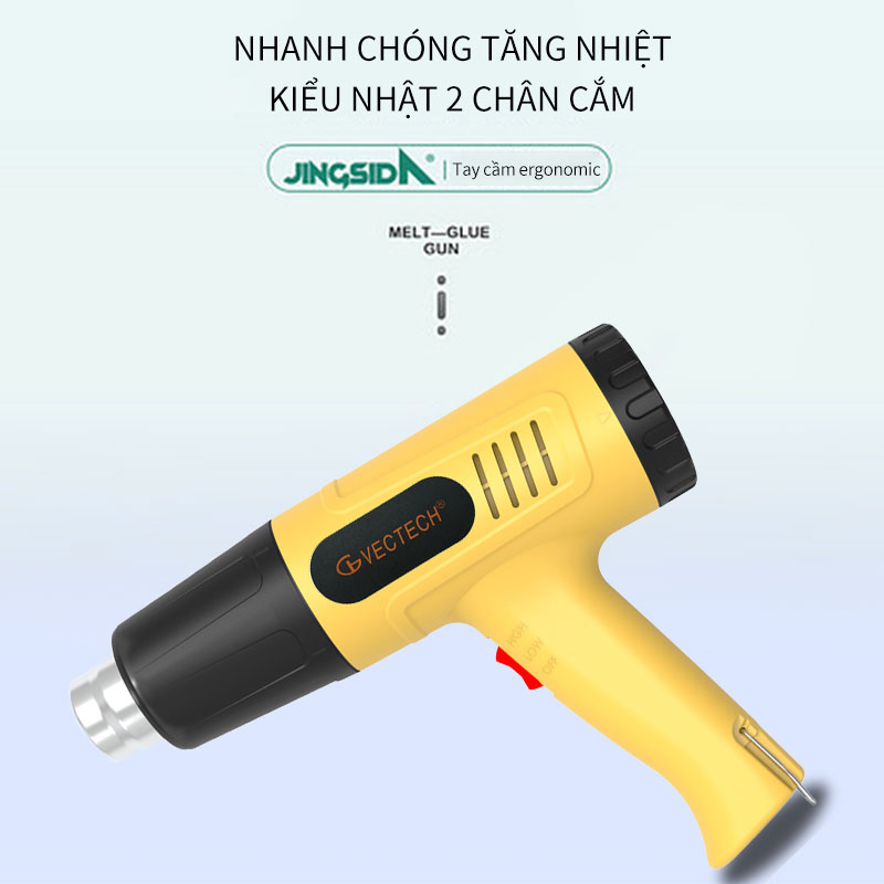 Máy khò nhiệt 200W Hai nấc điều chỉnh 300 600 độ Khò nóng nhanh chóng kiểm soát nhiệt độ tốt,gọn gàng giúp cho việc cầm nắm sử dụng trở nên đơn giản và không gây mỏi tay. 