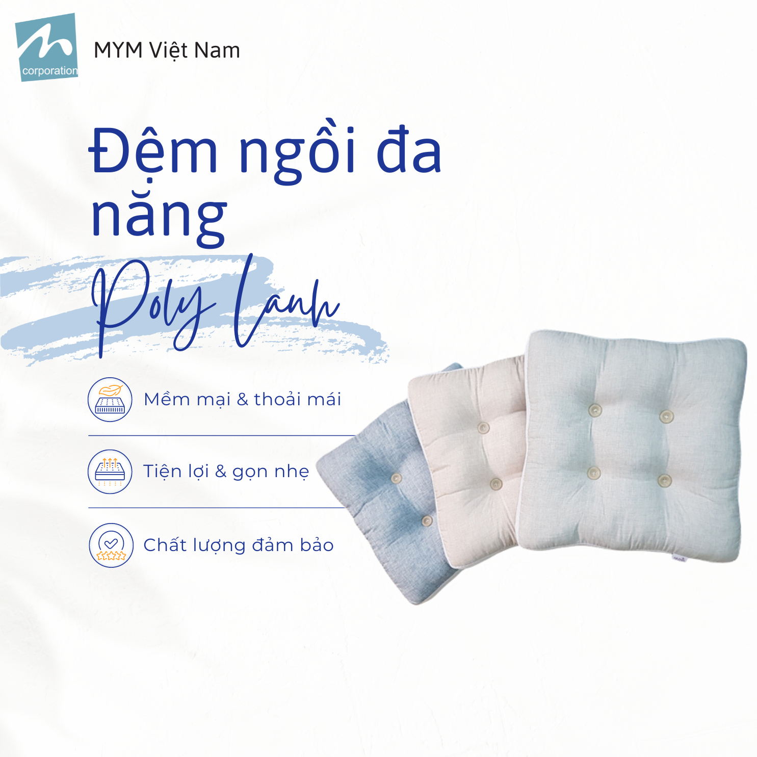 Đệm Ngồi Đa Năng MYM Đàn Hồi, Thoáng Khí Chống Đau Mỏi Ê Mông (Mẫu Ngẫu Nhiên)