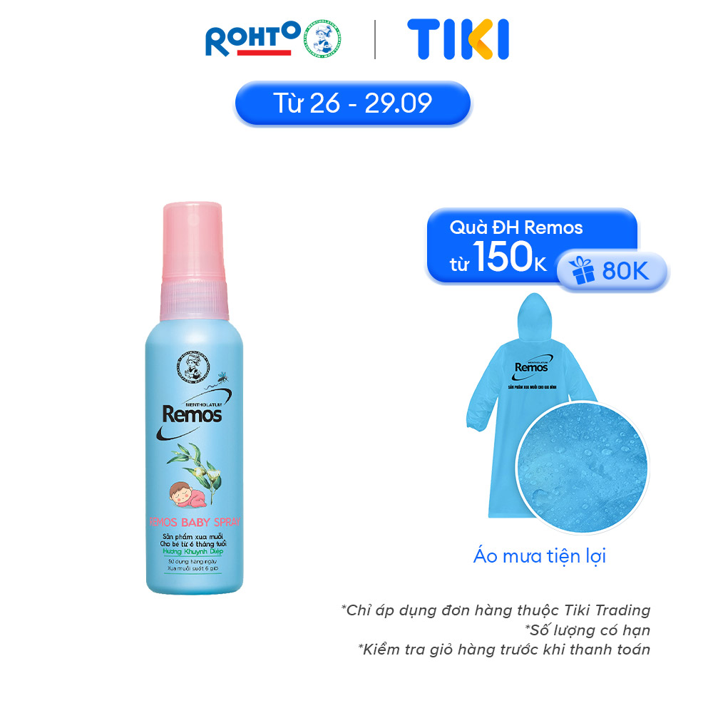 Dung Dịch Chống Muỗi Cho Bé Từ 6 Tháng Tuổi Remos Mentholatum Hương Khuynh Diệp 60ml