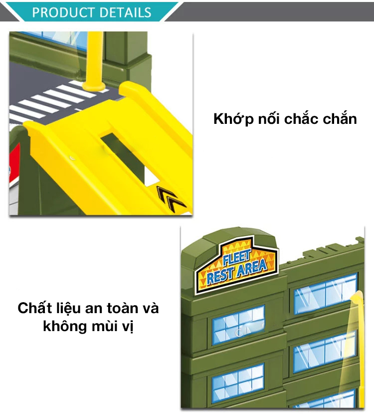 Bộ đồ chơi bãi đỗ xe ô tô KAVY kèm nhiều chi tiết như máy bay, đường phố, cây xăng... nhựa nguyên sinh an toàn