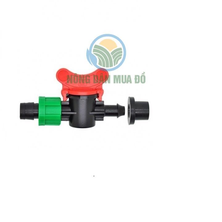 Van khóa khởi thủy nhỏ giọt 16mm kèm roăng cao su dùng trong hệ thống tưới
