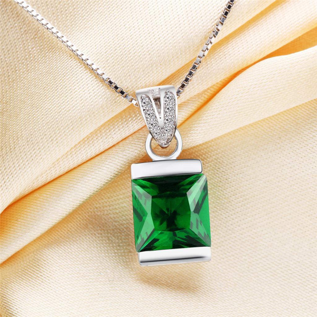 Green Gemstone Pendant Valentines Day Gift 925 Sterling Silver Necklace