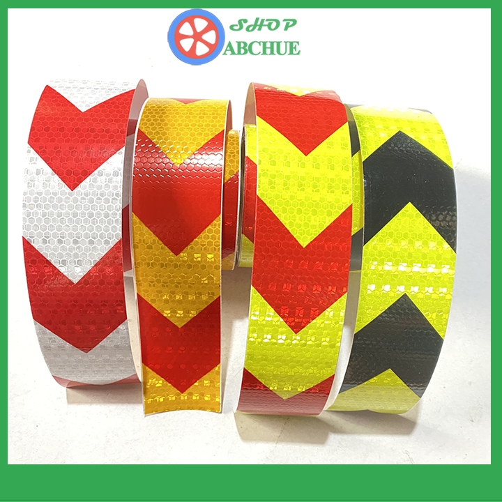 10M Băng Dính Decal Phản Quang Dán Sườn Ô Tô Hình Mũi Tên Bản Rộng 5cm