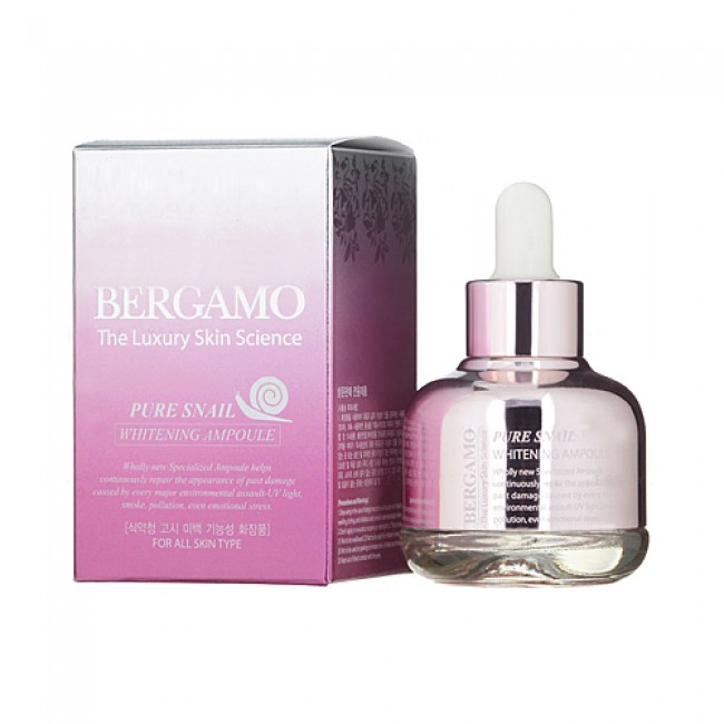 Serum dưỡng ẩm và làm trắng Bergamo Pure Snail Whitening Ampoule 30ml