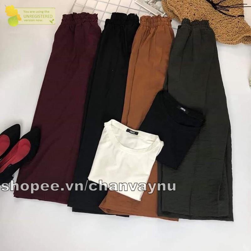 Quần ống rộng lửng chất đũi LƯNG THUN
