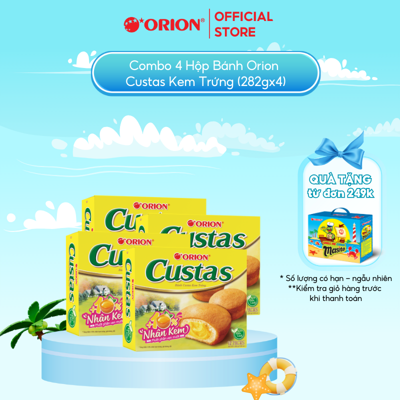 Combo 4 hộp bánh Custas Orion vị kem trứng