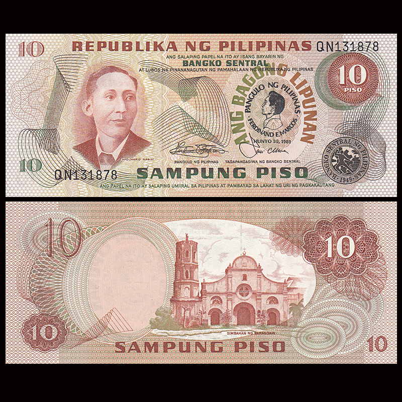 Tờ tiền xưa Philippine 10 Pisos sưu tầm , Mới 100% UNC - tiền Đông Nam Á